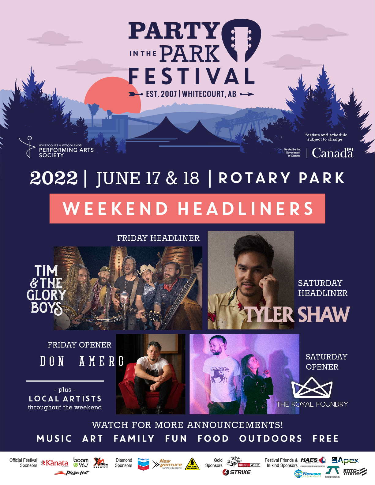 Party in the Park 2022 Headliners Announcement News Town of Whitecourt Party in the Park 2022 Headliners Announcement News Town of Whitecourt